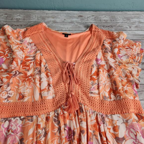 Torrid Lace Up Tea Length Crinkle Gauze Dress Size 2X - Picture 8 of 13